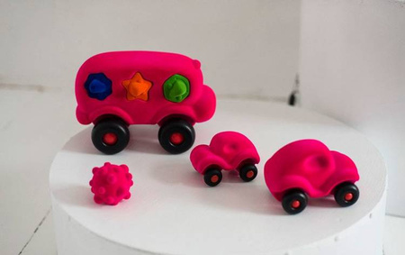 Rubbabu Autobus sorter z 6 klockami sensoryczny różowy