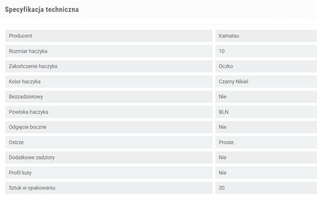 KAMATSU KOTWICE K-077 TREBLE HOOK ROUND ROZMIAR 10 BLN 20SZT KAMATSU 514400010