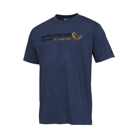 SIGNATURE LOGO T-SHIRT M BLUE MELANGE Savage Gear (73655)