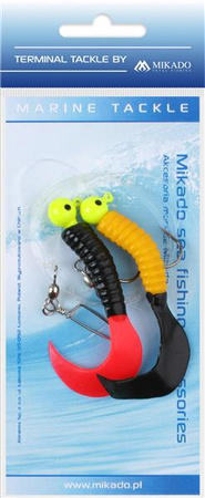 ZESTAW MORSKI - PILK TWIST JIGHEAD RIG 7.5 cm - 2x6 g (YELLOW/RED/BLACK) MIKADO LS-A007-2X6Y-10