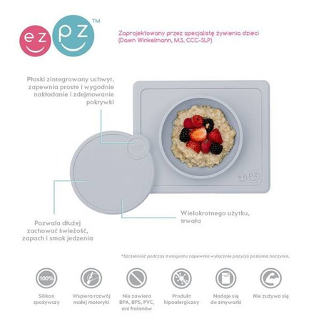 EZPZ Silikonowa pokrywka do miseczki Mini Bowl pastelowa szarość