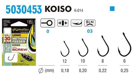 PRZYPON METHOD FEEDER 30CM KOISO 12BLNO/0,18mm WITH SPEAR OP.10SZT KAMATSU 503045312