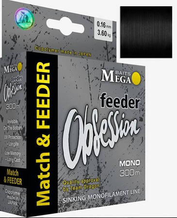 Żyłka MegaBAITS OBSESSION Match & FEEDER 300 m 0.16 mm/3.60 kg czarna DRAGON PDF-30-26-416