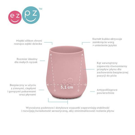 EZPZ Komplet pierwszych naczyń silikonowych First Foods Set pastelowy róż 
