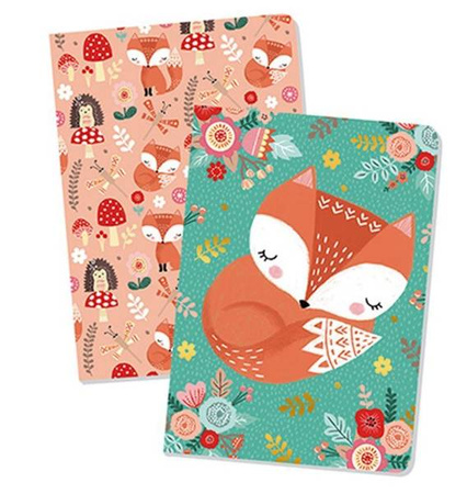 Zestaw 2 miękkich notesów Lisek + Jednorożec 7+, opakowanie zbiorcze 8 sztuk (4 szt. + 4 szt.), Janod