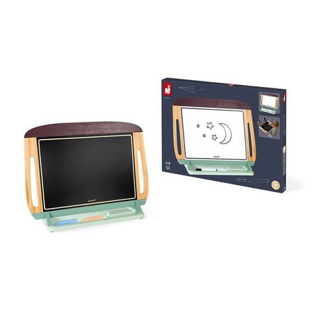 Drewniana tablica dwustronna 2 w 1 z akcesoriami, Janod