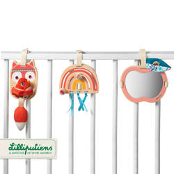 LILLIPUTIENS Zestaw drewnianych zawieszek aktywizujących Lisiczka Alice 9 m+