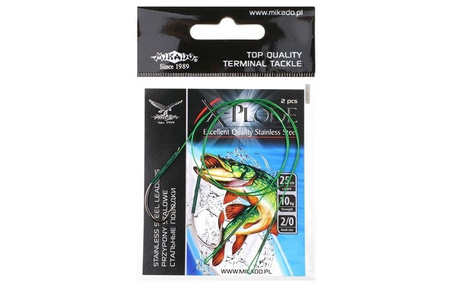 PRZYPON STALOWY Z HAKIEM 25cm / 10 kg - op.2 szt (GREEN) MIKADO ZG11-004