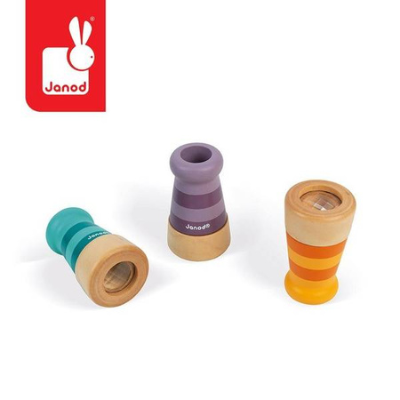 Drewniany kalejdoskop Pocket 2+, opakowanie zbiorcze 12 sztuk (3 rodzaje), Janod