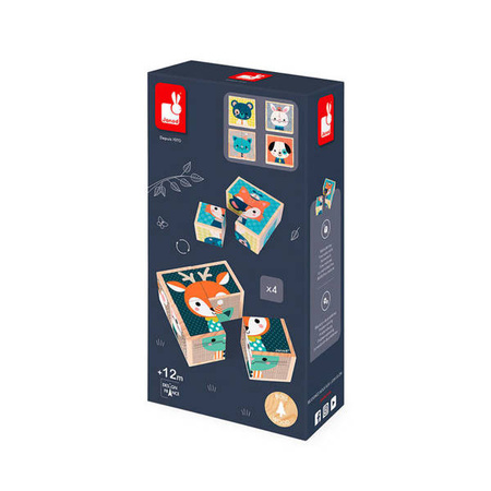Klocki drewniane Puzzle 6w1 Las, Janod