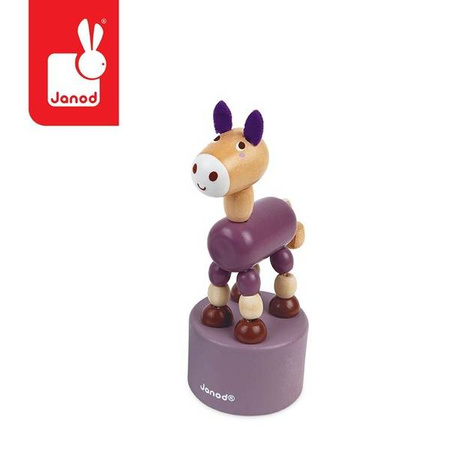 Drewniane tańczące zwierzątka Krówka + Osiołek Pocket 3+, opakowanie zbiorcze 10 sztuk (2 rodzaje), Janod