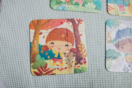 Puzzle progresywne w walizce Pory roku 4 układanki – 6, 9, 12 i 16 elementów 3+, Janod