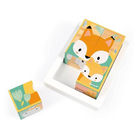 Klocki drewniane puzzle 6w1 Pure 6 elementów, Janod