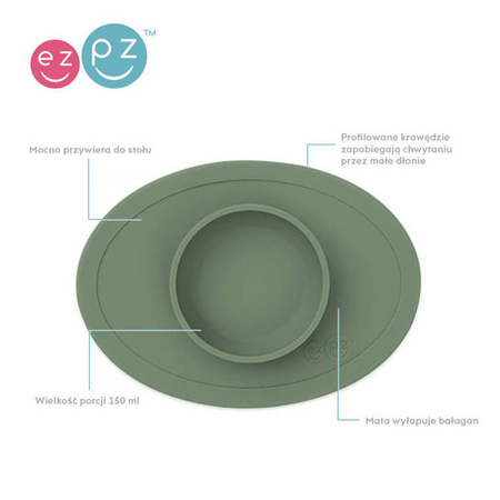EZPZ Komplet pierwszych naczyń silikonowych First Foods Set oliwkowy