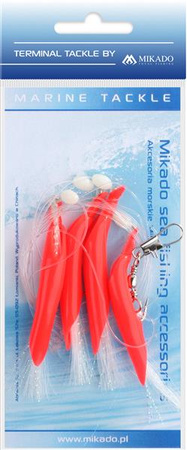 ZESTAW MORSKI - HAIR TUBE RIG - hak 1/0 (RED/WHITE) MIKADO LS-A630-1/0-01