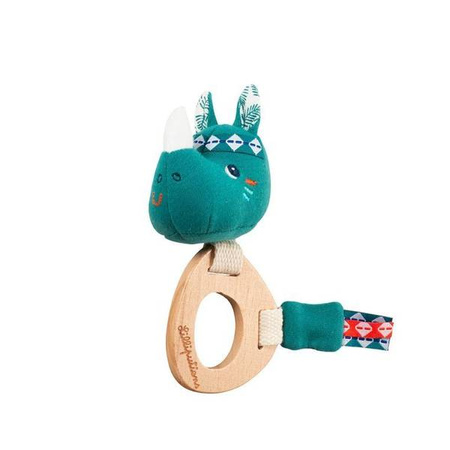 LILLIPUTIENS Grzechotka z drewnianym gryzakiem Nosorożec Marius 3 m+ ECO