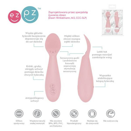 EZPZ Silikonowa łyżeczka Tiny Spoon 2 szt. pastelowy róż