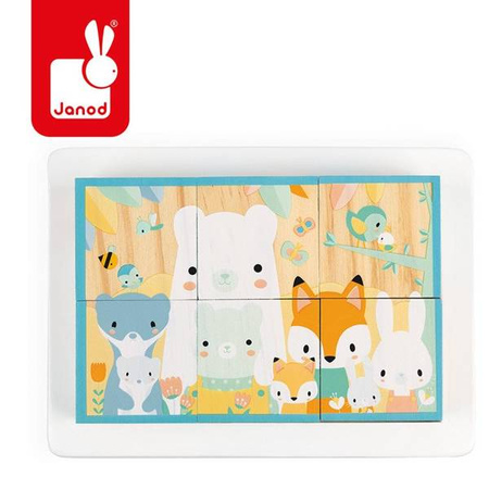 Klocki drewniane puzzle 6w1 Pure 6 elementów, Janod