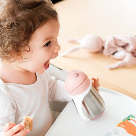 BEABA Bidon termiczny termobutelka ze słomką 250 ml Old Pink