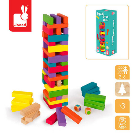 Gra Jenga z kolorami Equilibloc, Janod