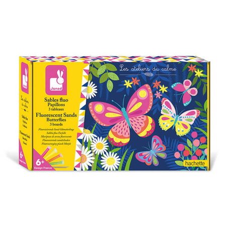 Zestaw kreatywny Fluorescencyjny piasek Motyle 6+, Janod