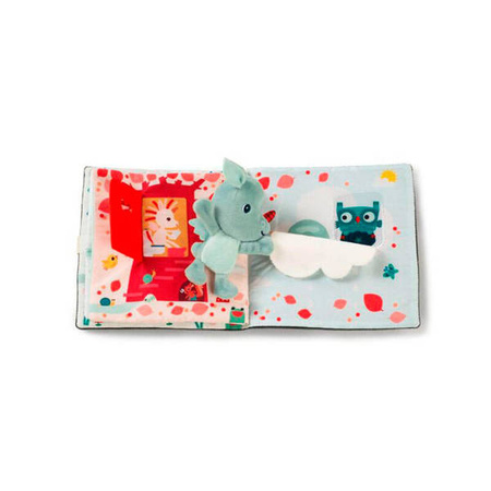 LILLIPUTIENS Książeczka z mini-przytulanką wielofunkcyjna "Puk puk" Smok Joe 18 m+