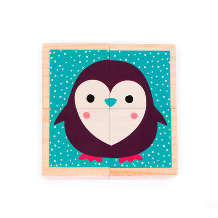 Klocki drewniane Puzzle 6w1 Zwierzątka, Janod