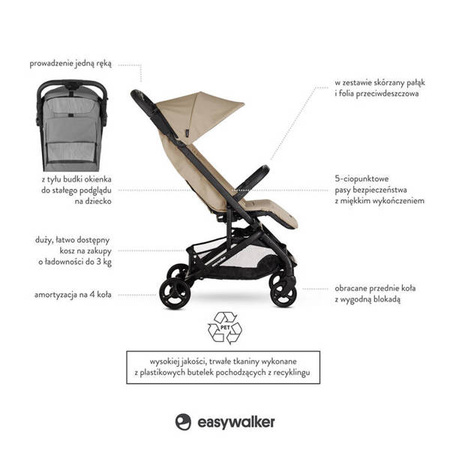 Easywalker Miley² Kompaktowy wózek spacerowy z torbą transportową Sand Taupe