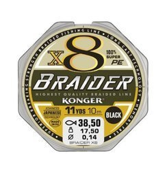 PLECIONKA PRZYPONOWA BRAIDER X8 BLACK 0,18/10 KONGER 250013018