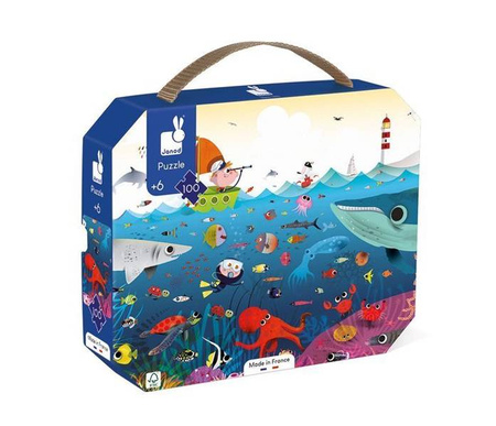 Puzzle w walizce Podwodny świat 100 elementów 6+ Made in France, Janod
