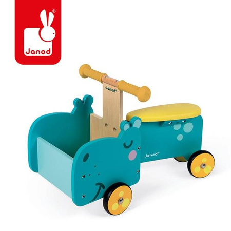 Drewniany jeździk ze skrzynią Hipopotam, Janod