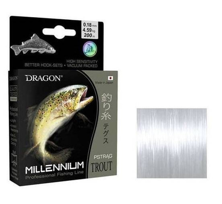 Żyłka  Millenium / Made In Japan PSTRĄG 200 m 0.18 mm/4.59 kg przeźrocz./fluo    DRAGON PDF-31-51-018