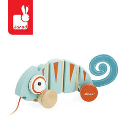 Drewniany kameleon do ciągnięcia Tropik 12m+, Janod