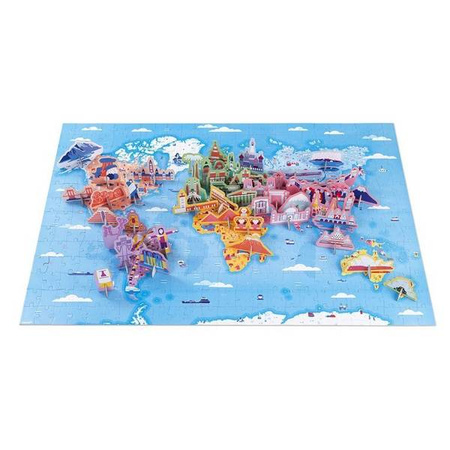 Puzzle edukacyjne z figurkami 3D Cuda świata 350 elementów 7 +, Janod