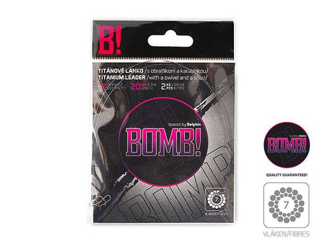 Przypon tytanowy 1x7 BOMB!  z krętlikiem i agrafką 2szt/35cm/12kg Delphin (917401235)