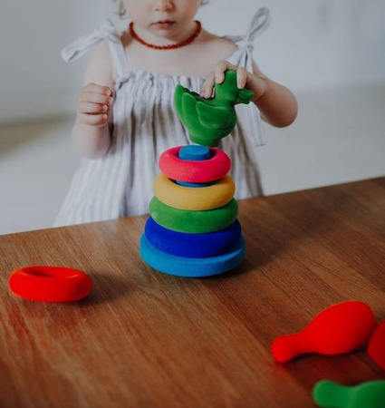 Rubbabu Układanka edukacyjno-sensoryczna piramida z piłką