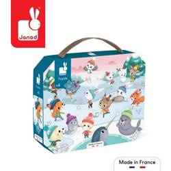 Puzzle w walizce Zabawa na śniegu 36 elementów 4+ Made in France, Janod