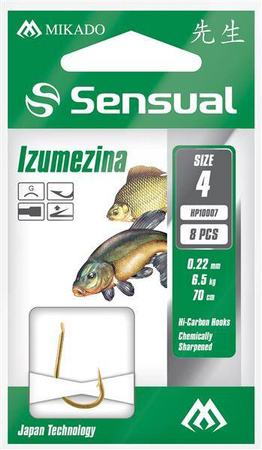PRZYPONY WIĄZANE - SENSUAL - IZUMEZINA nr 8 G / żyłka: 0.18mm/70cm - op.8szt. MIKADO HP10007-8G-018