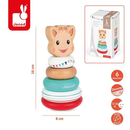 Układanka drewniana piramida wańka-wstańka Żyrafka Sophie, Janod