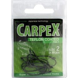 Haczyk karpiowy Carpex Teflon Super Strong 7, rozmiar 2 (10 szt.) Carpex 02-C-TSS7-002