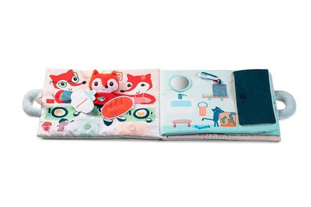 LILLIPUTIENS Miękka książeczka aktywizująca z mini - przytulanką „Dzień dobry, mały lisku” 18 m+