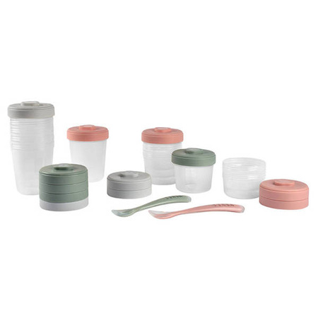 Beaba Zestaw słoiczków Clip 12 szt. (2x90ml, 4x150ml, 6x250ml) + 2 łyżeczki Eucalyptus