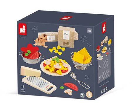 Filcowy zestaw makaronów i akcesoria do przyrządzania włoskiej pasty 3+, Janod