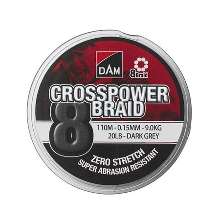 DAM CROSSPOWER 8-BRAID 0.10MM / 5.4KG/12LB /150M - DARK GREY DAM 66586