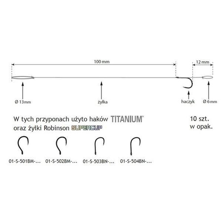 Przypon z oczkiem MF 501BM rozm. 10 śr. 0,190mm (10 szt.) Robinson 01-S-501BM-10W