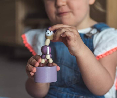 Drewniane tańczące zwierzątka Krówka + Osiołek Pocket 3+, opakowanie zbiorcze 10 sztuk (2 rodzaje), Janod