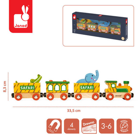 Pociąg drewniany Safari Story 3+, Janod