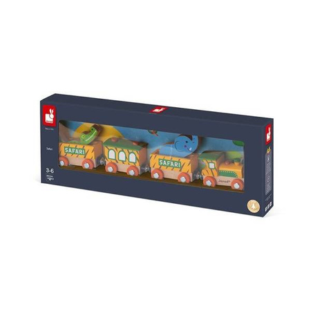 Pociąg drewniany Safari Story 3+, Janod