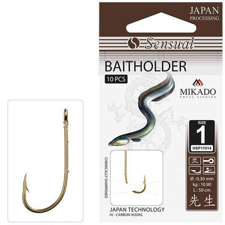 HACZYK SENSUAL - BAITHOLDER Nr 4/0 BROWN / 0.30mm / 70cm - torebka 10szt. MIKADO HSP11014-4/0-30
