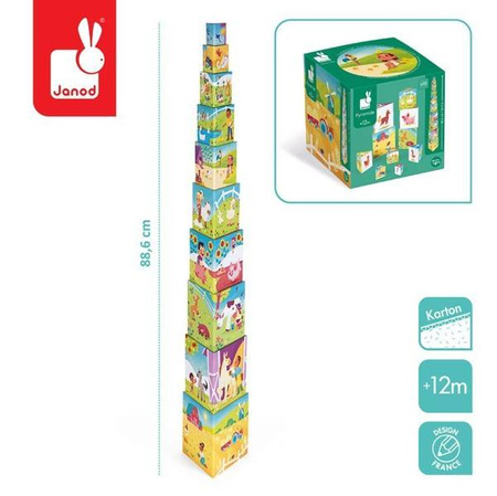 Piramida wieża 10 trójkątnych kostek Farma, Janod